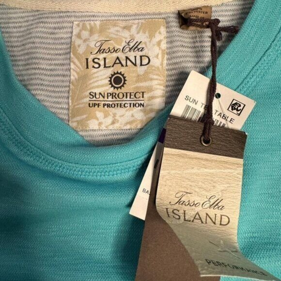 Tasso Elba Island Men's XXL Teal Short Sleeve T-shirt 100% Polyester  New - Picture 3 of 4